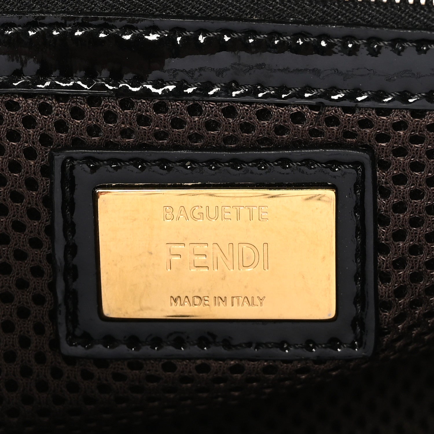 Fendi Patent FF 1974 Embossed Baguette Black 7 of 11