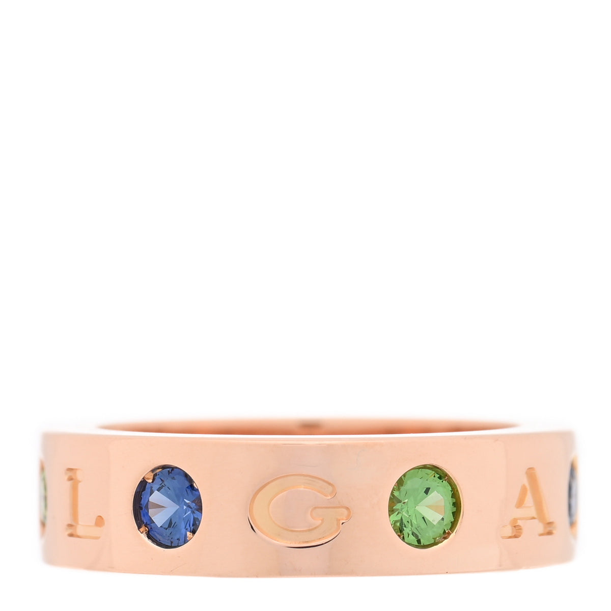 Bulgari 18K Rose Gold Diamond Sapphire Tsavorite Garnet Roman Sorbet Band Ring 49 5 3 of 4