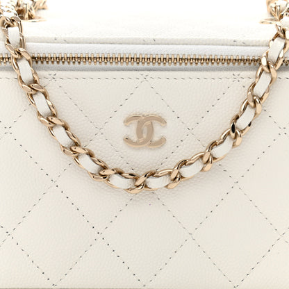 Chanel Caviar Quilted Small Vanity Case With Chain White 8 of 11