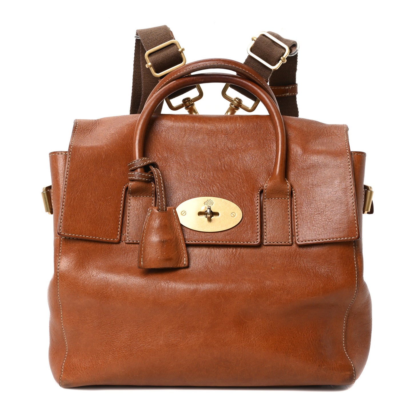 Natural Leather Cara Delevingne Convertible Backpack Brown