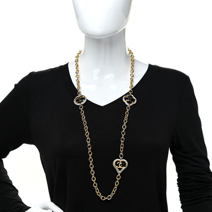Chanel Crystal CC Chain Heart Necklace Gold 2 of 4