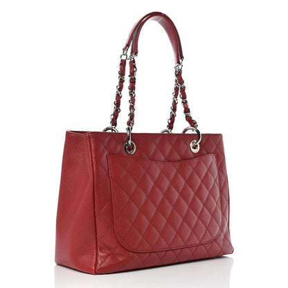 Chanel Caviar Quilted Grand Shopping Tote GST Red 3 of 13