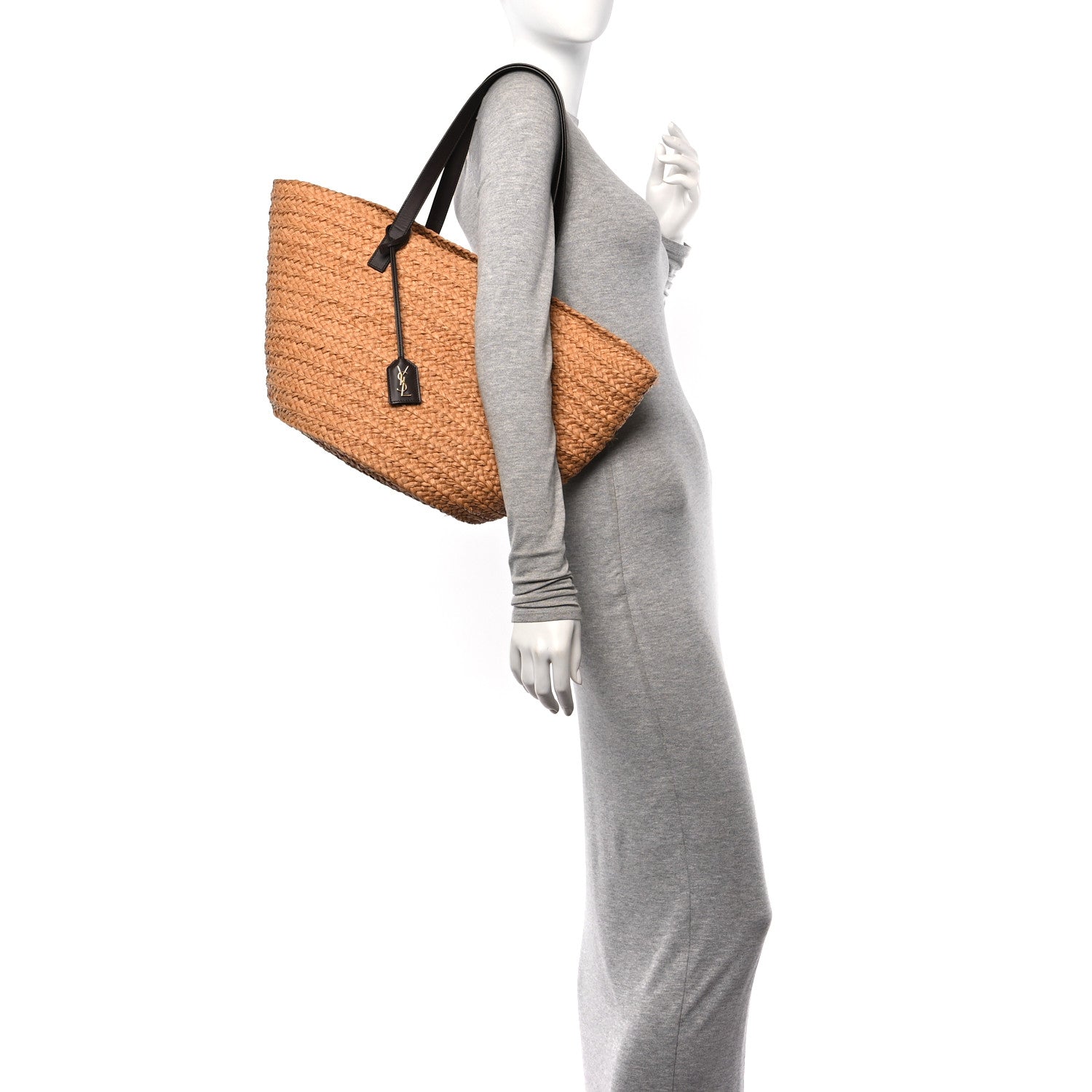 Saint Laurent Raffia Calfskin Medium Panier Tote 2 of 9