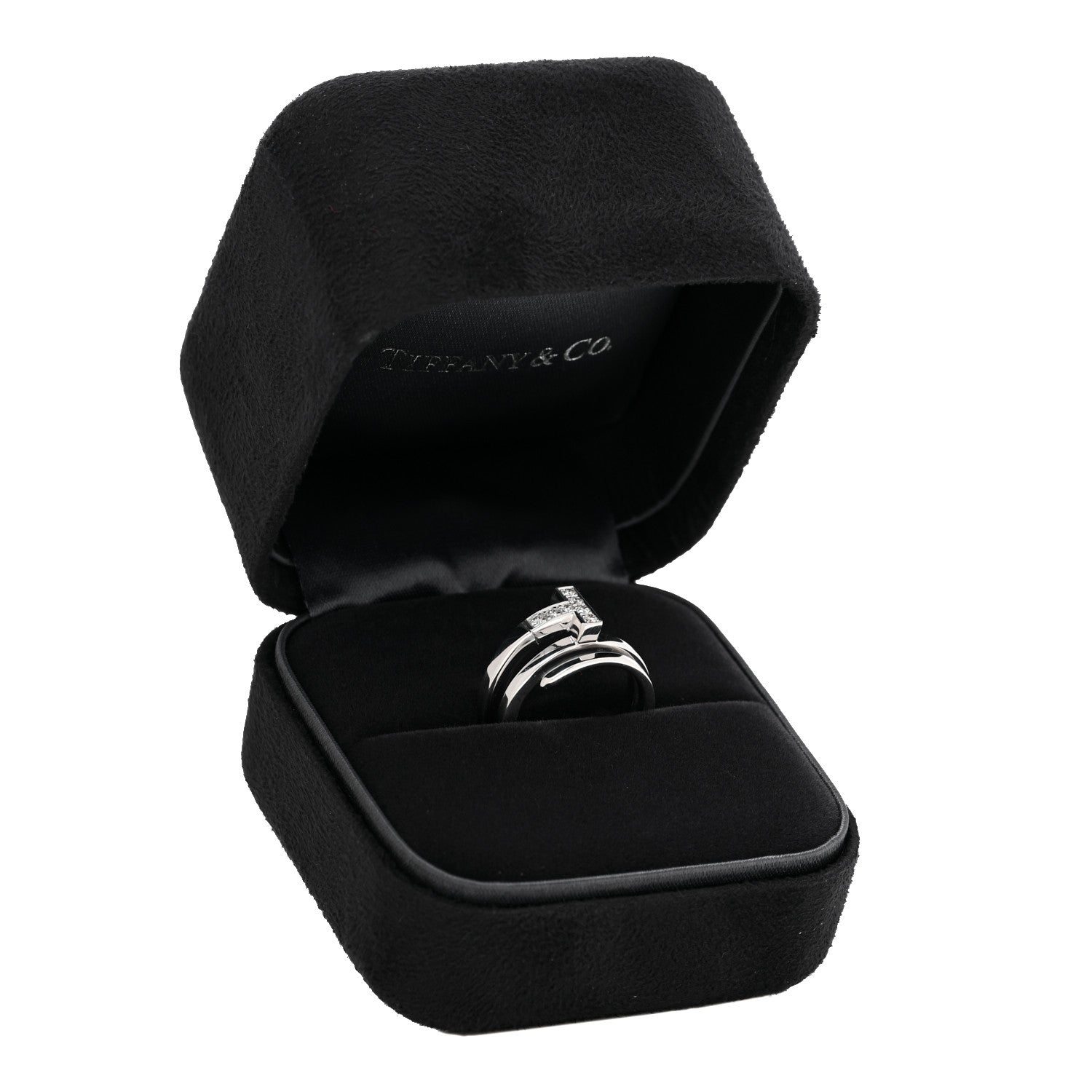 Tiffany 18K White Gold Diamond T Square Wrap Ring 49 4.75 5 of 5