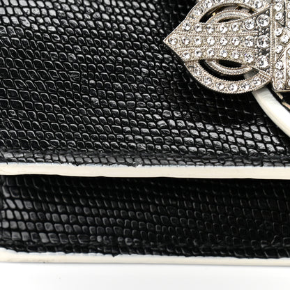 Miu Miu Embossed Lizard Calfskin Crystal Embellished Saint Lucertola Shoulder Bag Black 10 of 11