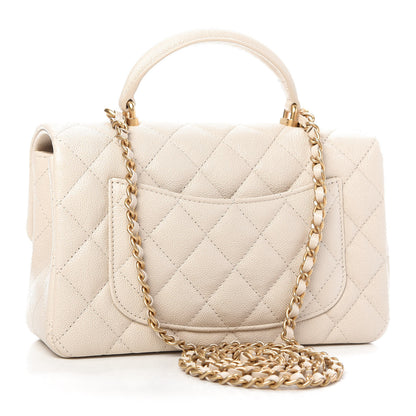 Chanel Caviar Quilted Mini Top Handle Rectangular Flap Beige 3 of 9