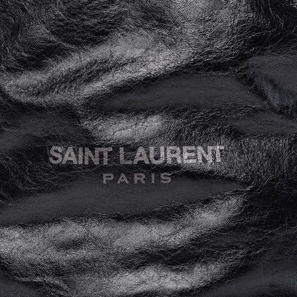 Saint Laurent Cracked Shiny Calfskin Teddy Drawstring Bag Black 10 of 10