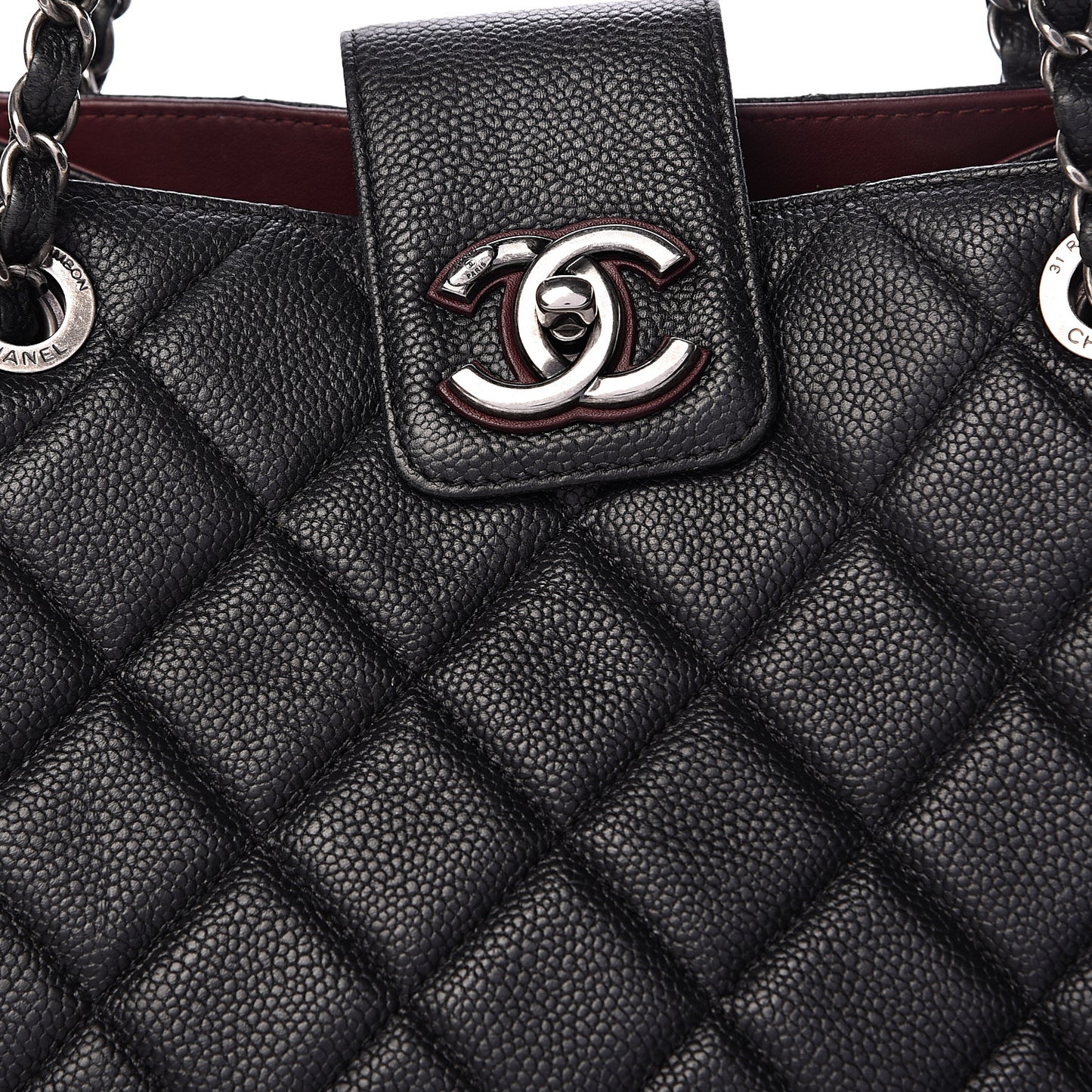 Caviar Quilted Medium CC Accordion Shopping Bag Black