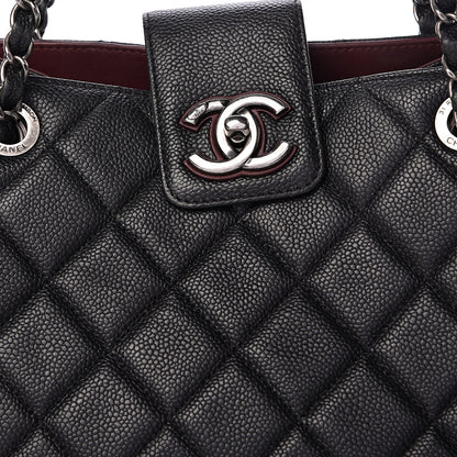 Chanel Caviar Quilted Medium CC Accordion Shopping Bag Black 9 of 13