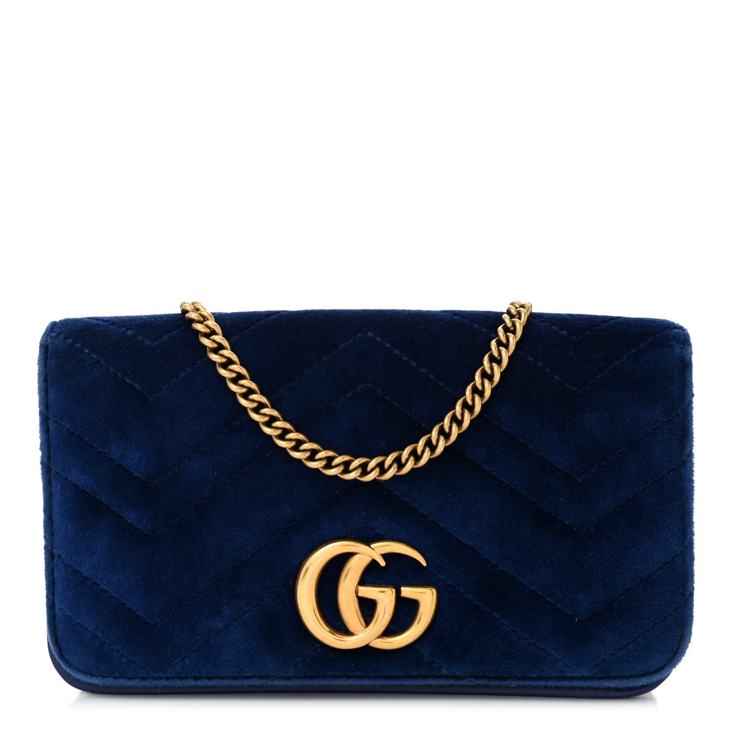 Velvet Matelasse GG Marmont Mini Bag Cobalt Blue