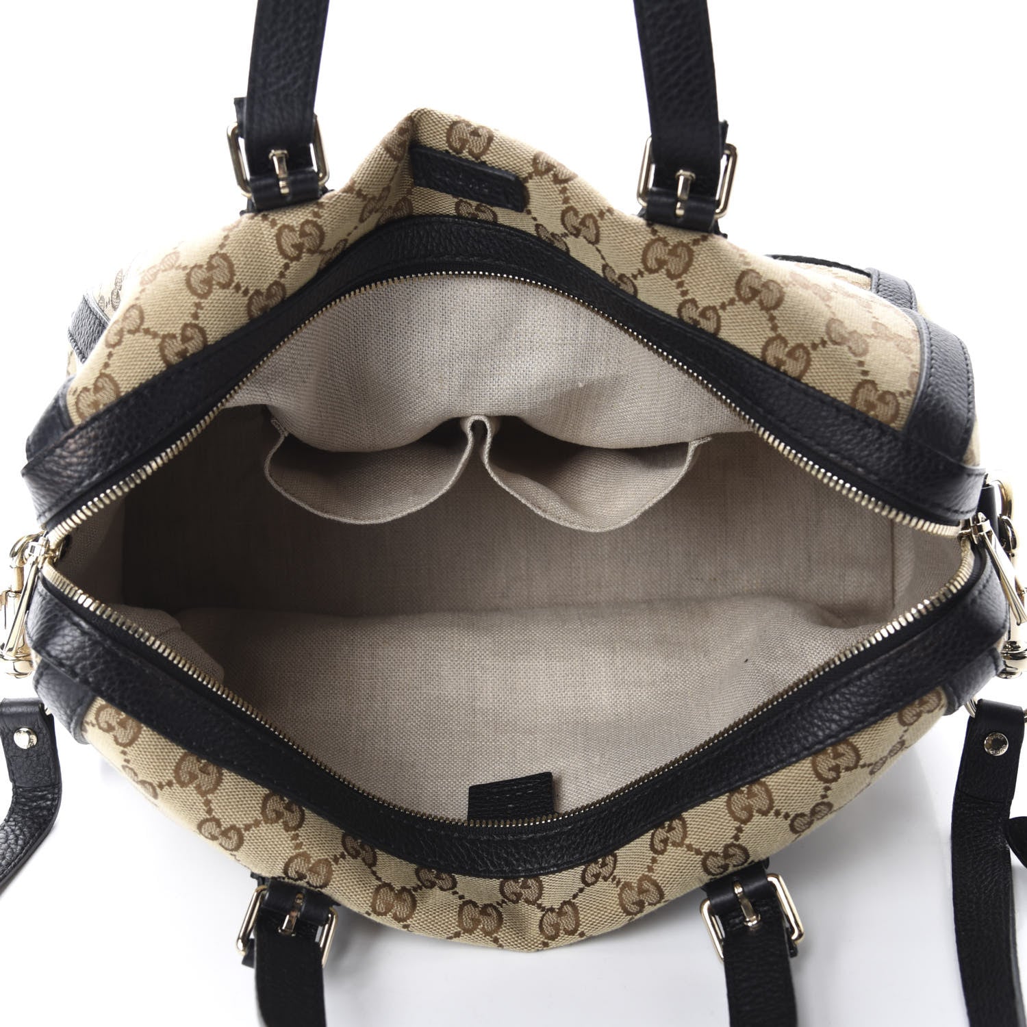 Gucci Monogram Cellarius Calfskin Large Boston Beige Ebony Black 6 of 11