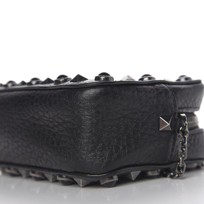 Valentino Garavani Calfskin Small Rockstud Rolling Chain Camera Crossbody Bag Black 7 of 8