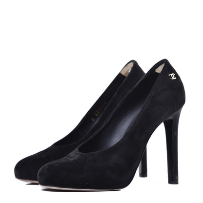 Chanel Suede Calfskin CC Pumps 36 Black 3 of 10
