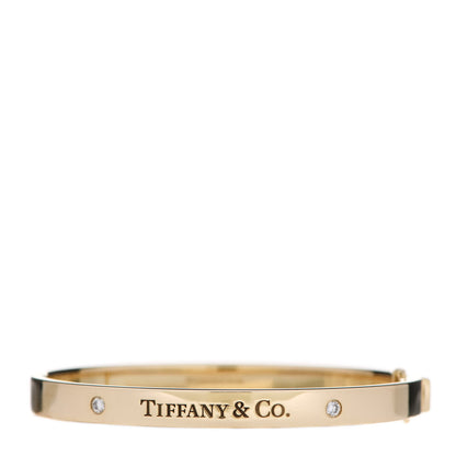 Tiffany 18K Yellow Gold Diamond Hinged Bangle Bracelet 1 of 5