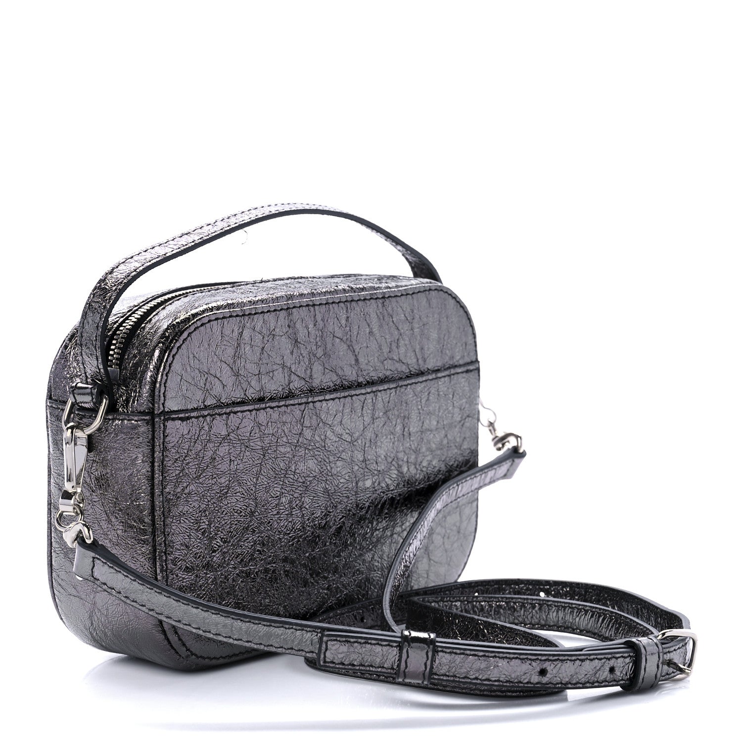 Balenciaga Metallic Textured Calfskin XS Everyday Camera Bag with Handle Black 3 of 8