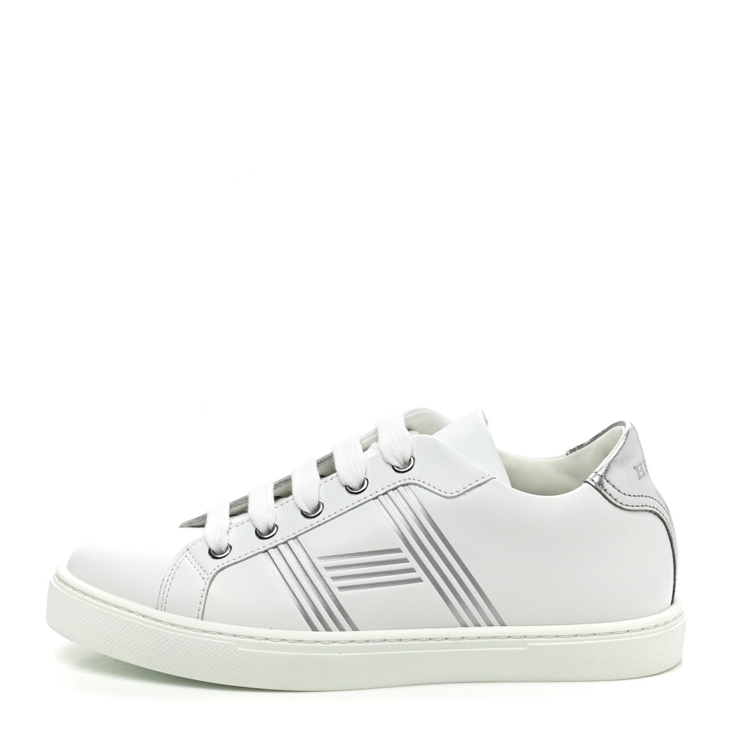 Hermes Calfskin Womens Advantage Sneakers 35 White Gris Argente 1 of 9
