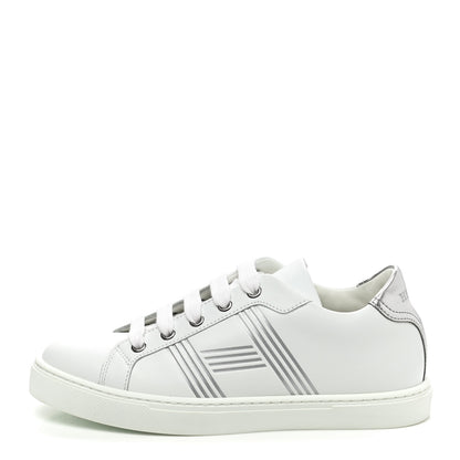 Hermes Calfskin Womens Advantage Sneakers 35 White Gris Argente 1 of 9
