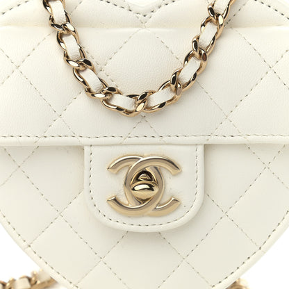 Chanel Lambskin Quilted CC In Love Heart Clutch With Chain White 8 of 10