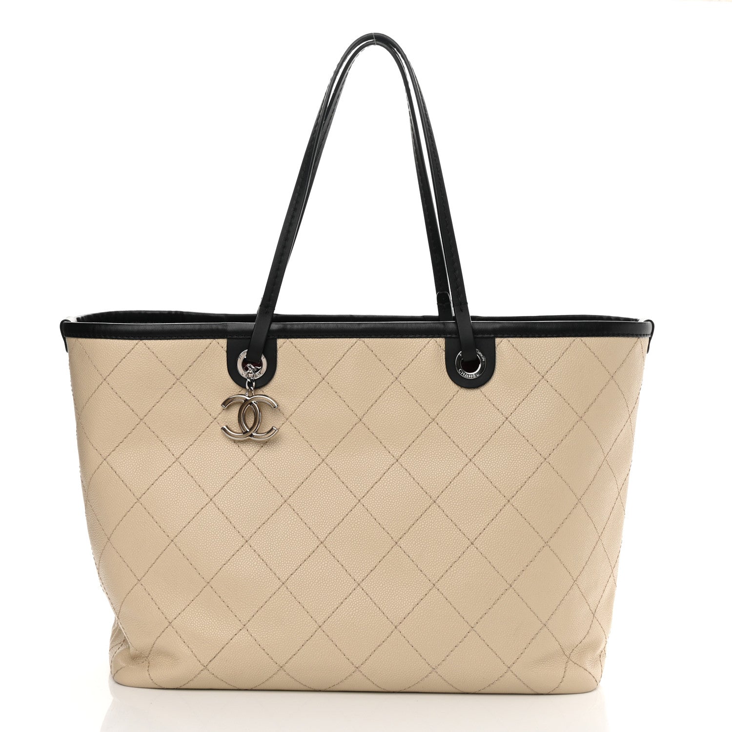 Chanel Grained Calfskin Large Fever Shopping Tote Beige 3 of 16