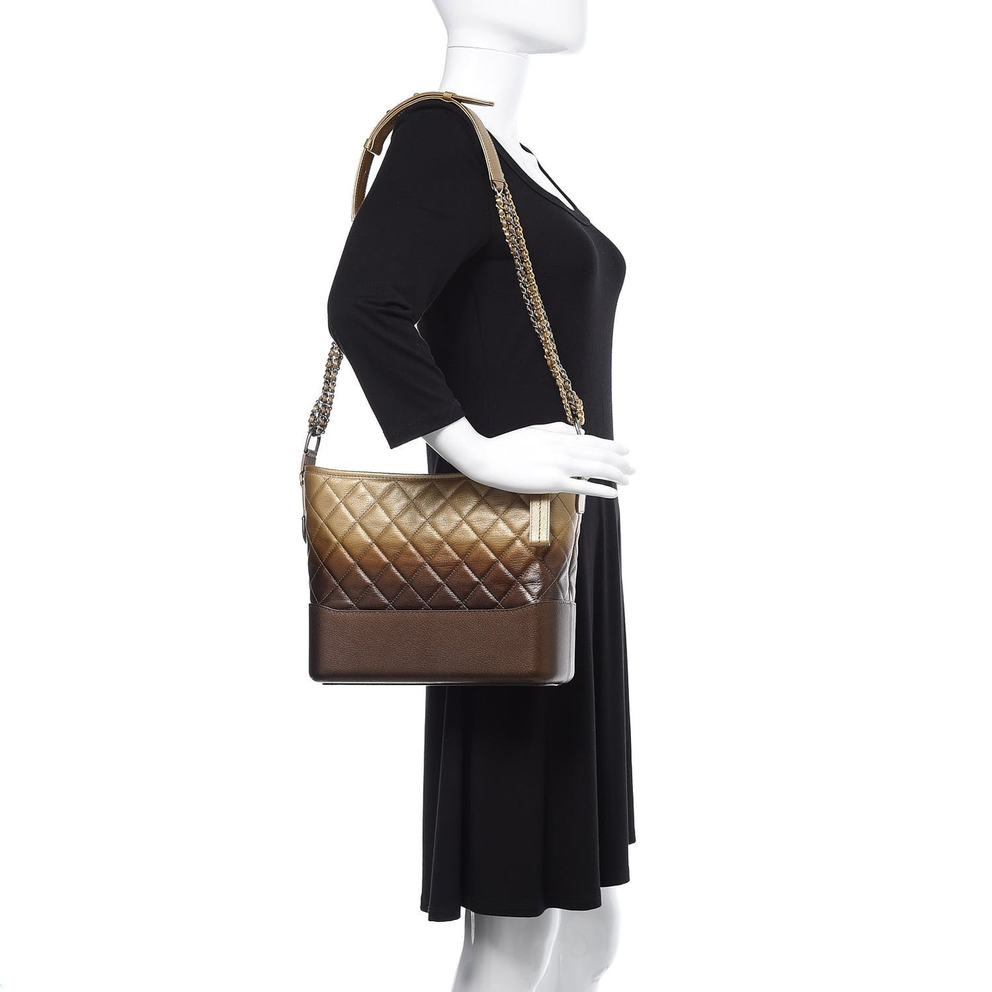 Metallic Goatskin Quilted Medium Gabrielle Hobo Dark Gold Bronze