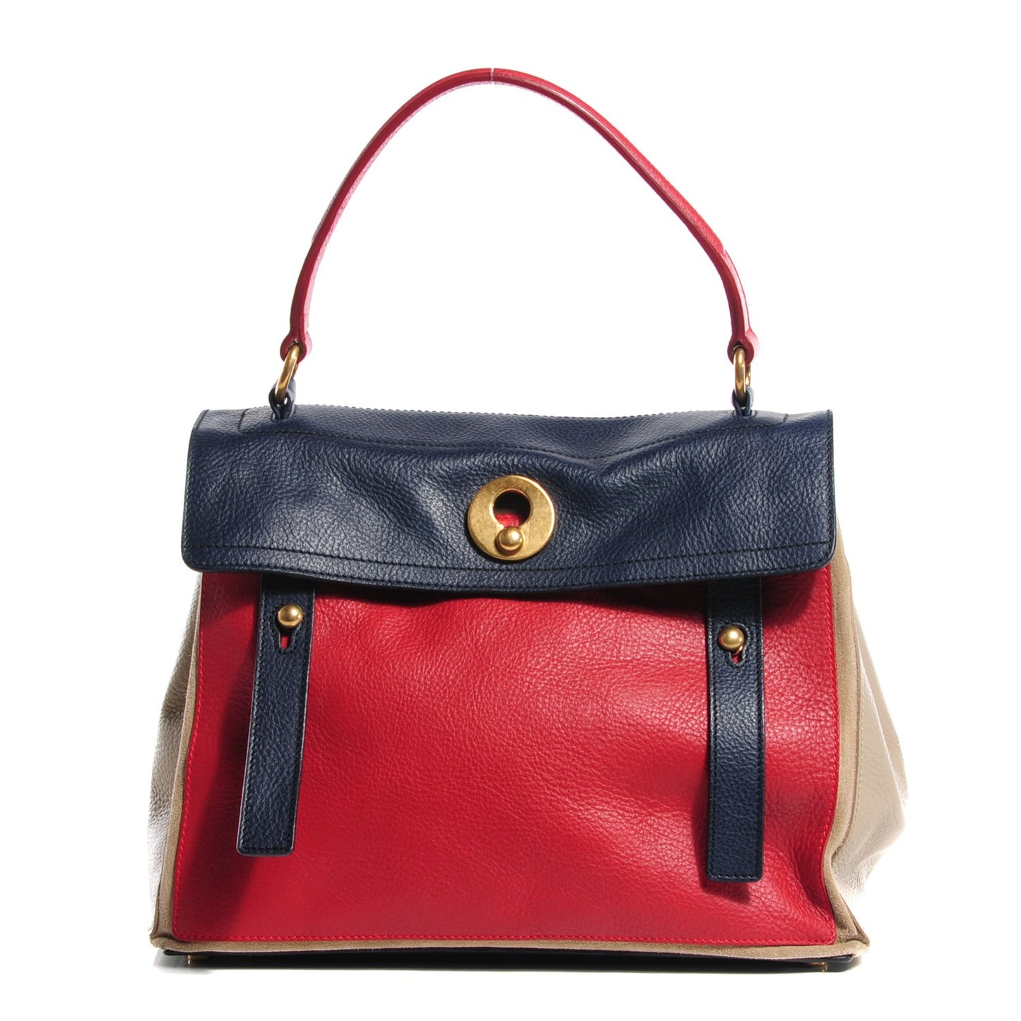 Calfskin Medium Colorblock Muse Two Poppy Blue Beige