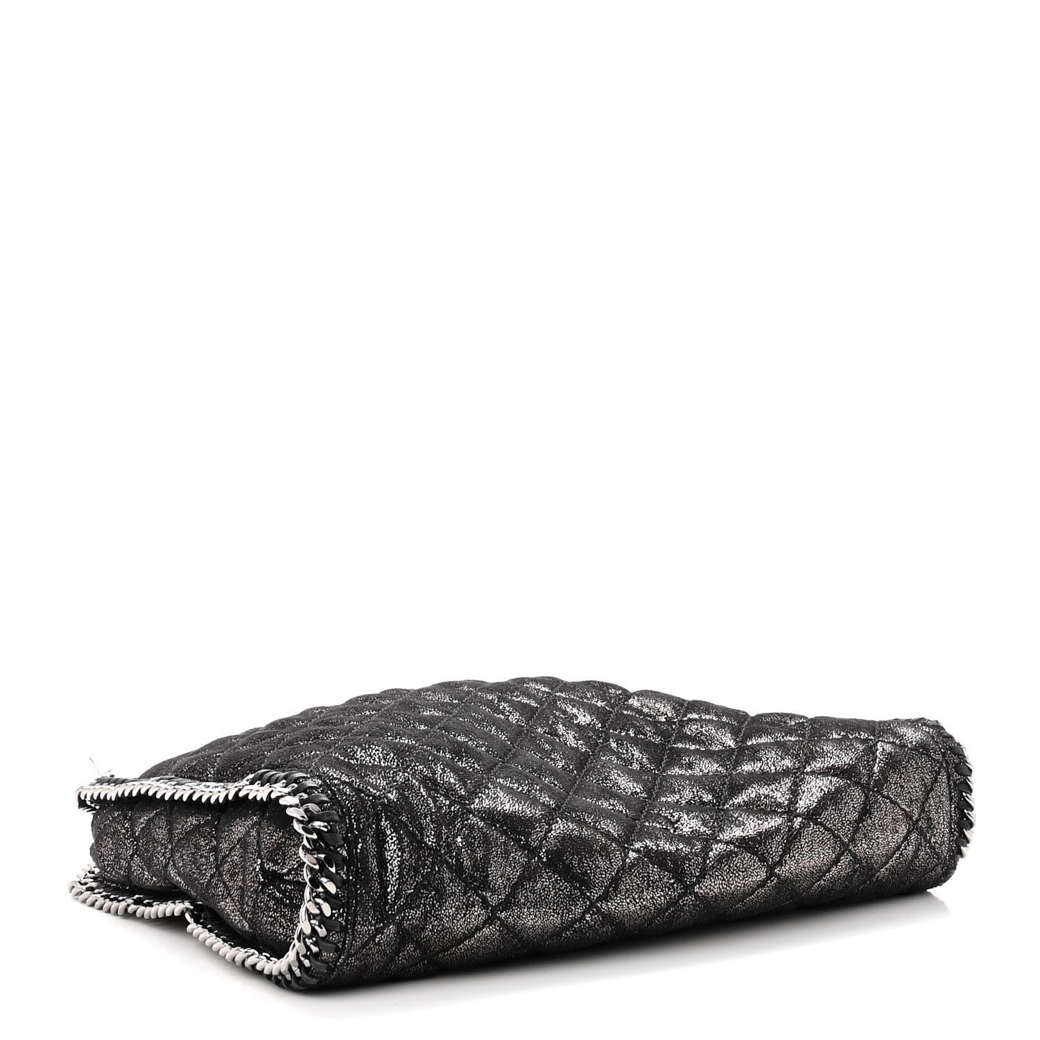 Stella McCartney Metallic Shaggy Deer Quilted Small Falabella Tote Black 4 of 11