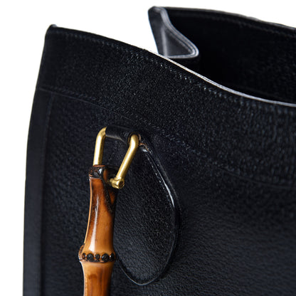 Gucci Calfskin Bamboo Top Handle Tote Black 10 of 17