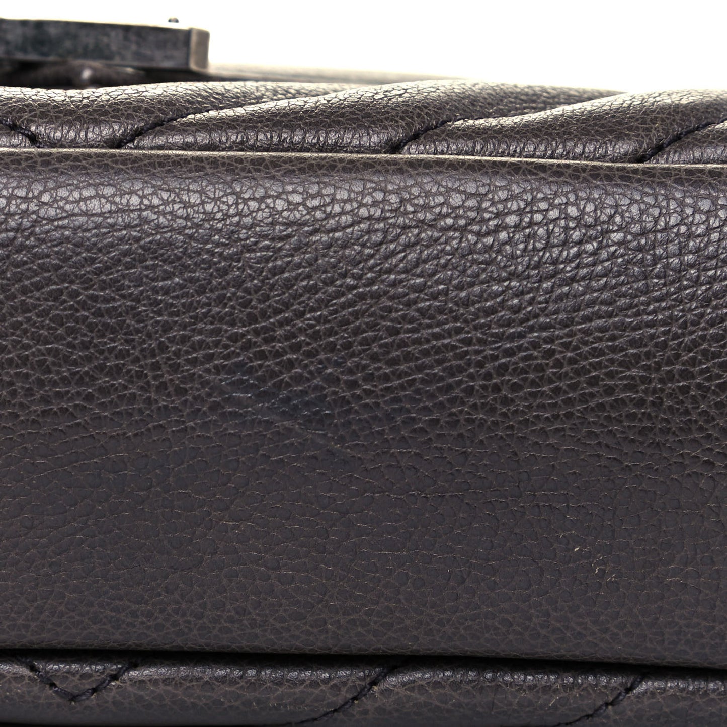 Sheepskin Matelasse Chevron Monogram Medium College Bag Asphalt