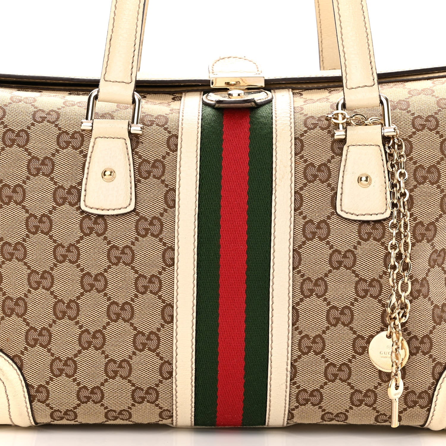 Gucci Monogram Web Large Treasure Boston Tote Beige 7 of 16