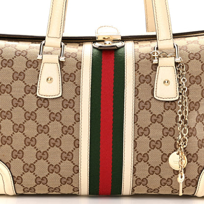 Gucci Monogram Web Large Treasure Boston Tote Beige 7 of 16