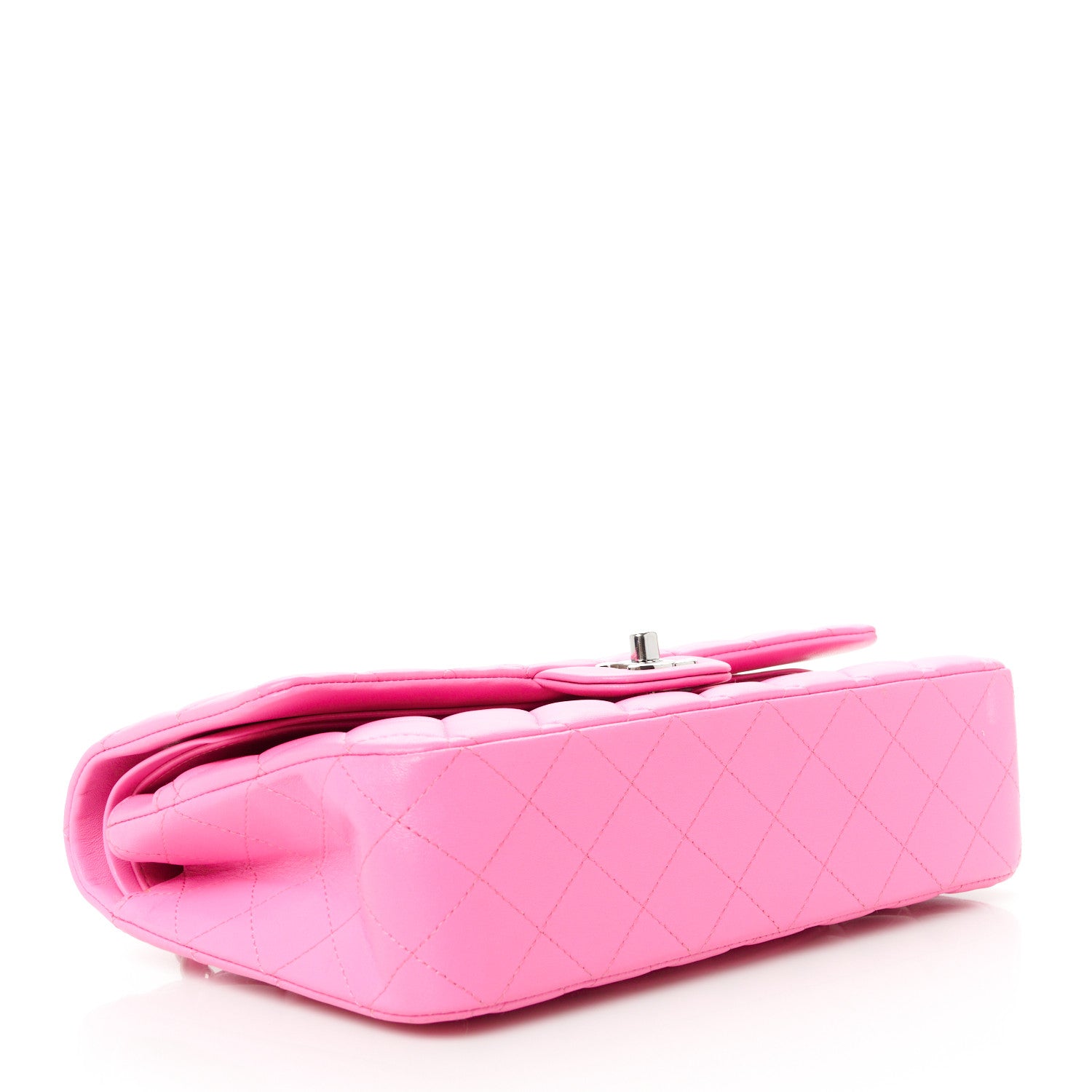 Chanel Lambskin Quilted Medium Double Flap Neon Pink 4 of 11