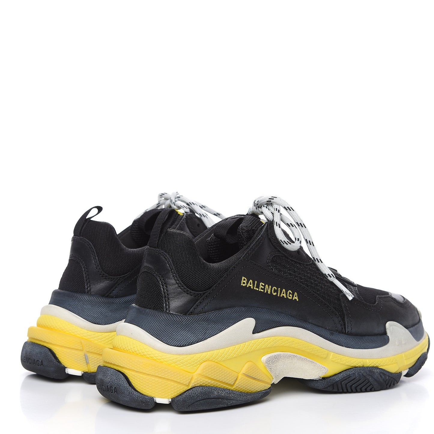 Fabric Mesh Womens Triple S Sneakers 40 Black Yellow