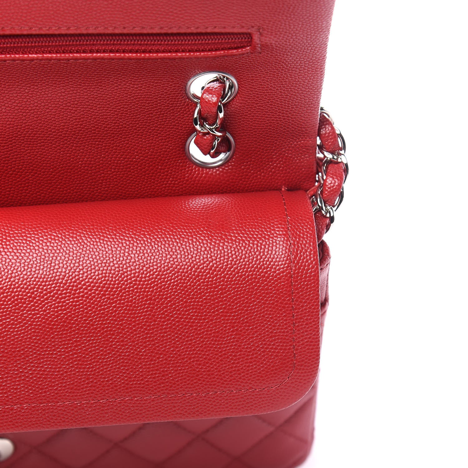 Chanel Caviar Quilted Medium Double Flap Red 13 of 14