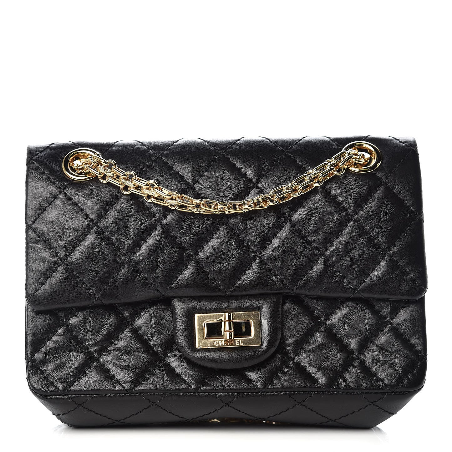 Aged Calfskin Quilted 2.55 Reissue Mini Flap Black