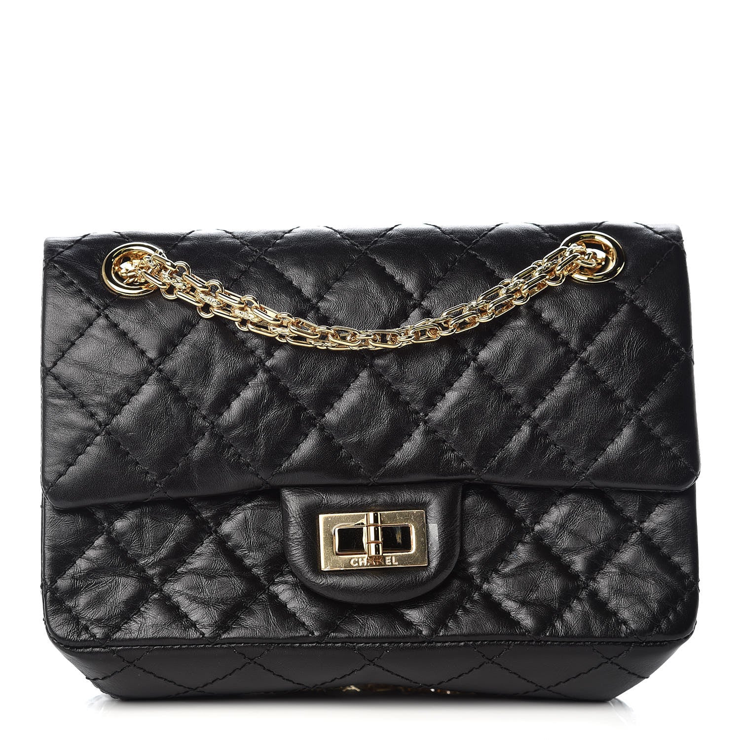 Chanel Aged Calfskin Quilted 2.55 Reissue Mini Flap Black 1 of 13