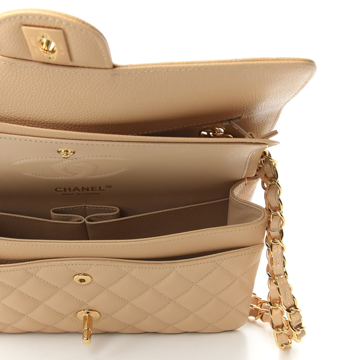 Chanel Caviar Quilted Medium Double Flap Beige Clair 7 of 9