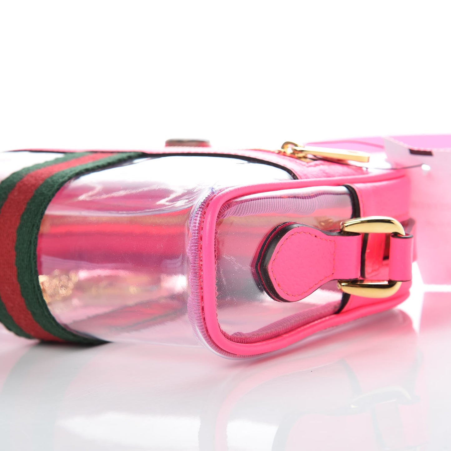 Vinyl Web Mini Ophidia Transparent Shoulder Bag Fluorescent Fuchsia