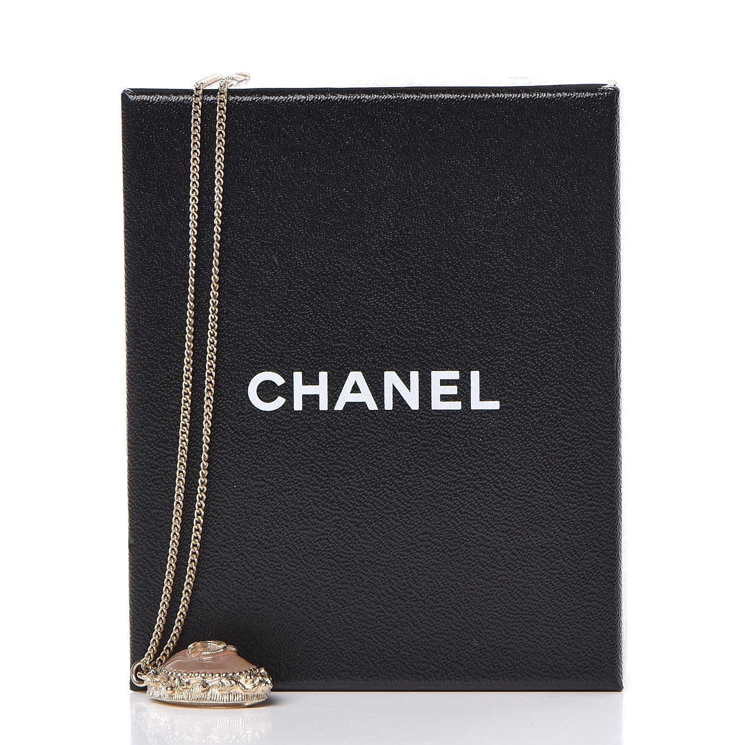 Chanel Resin CC Medallion Pendant Necklace Gold Pink 7 of 7