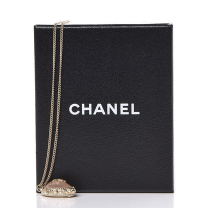 Chanel Resin CC Medallion Pendant Necklace Gold Pink 7 of 7