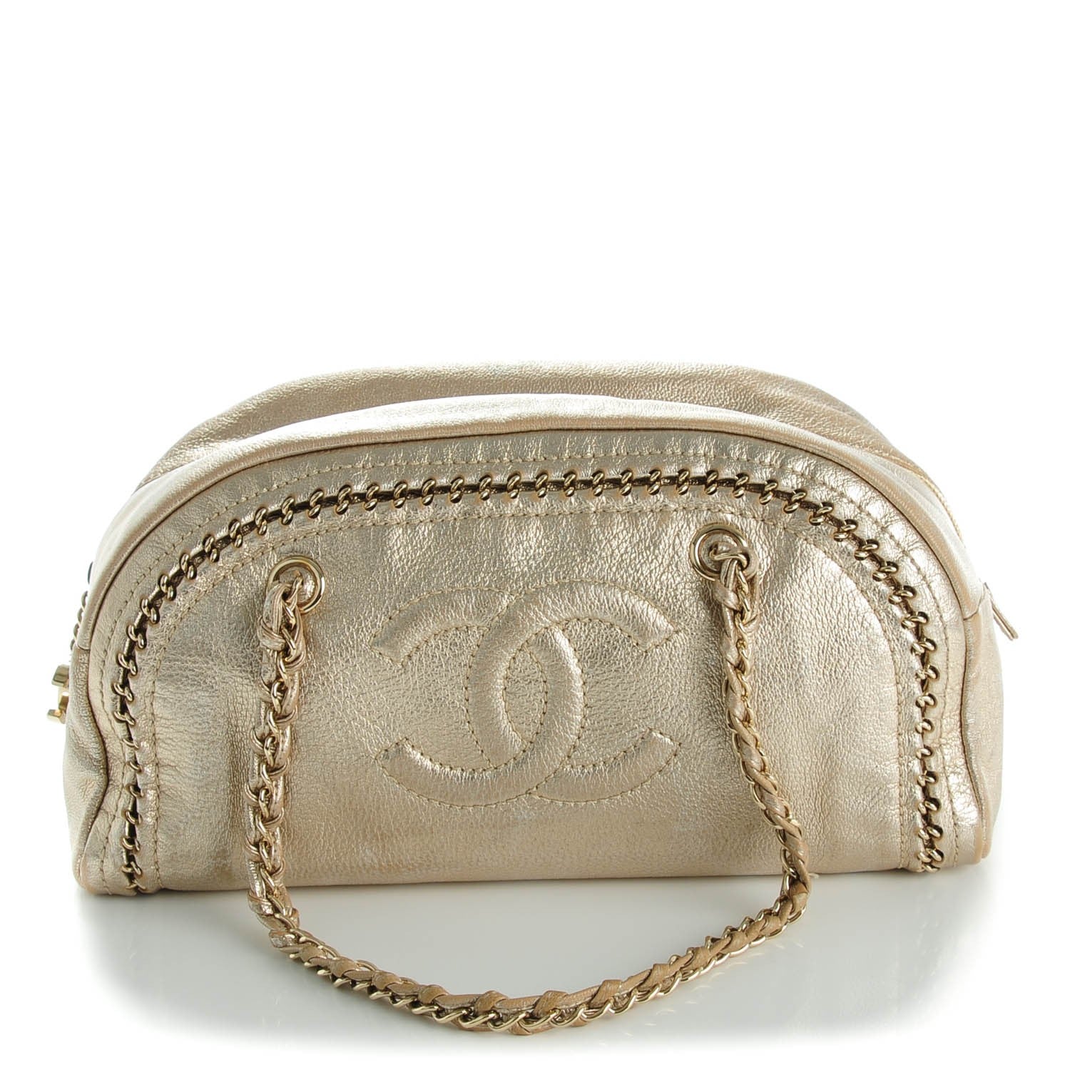 Chanel Metallic Goatskin Medium Luxe Ligne Bowler Gold 1 of 7