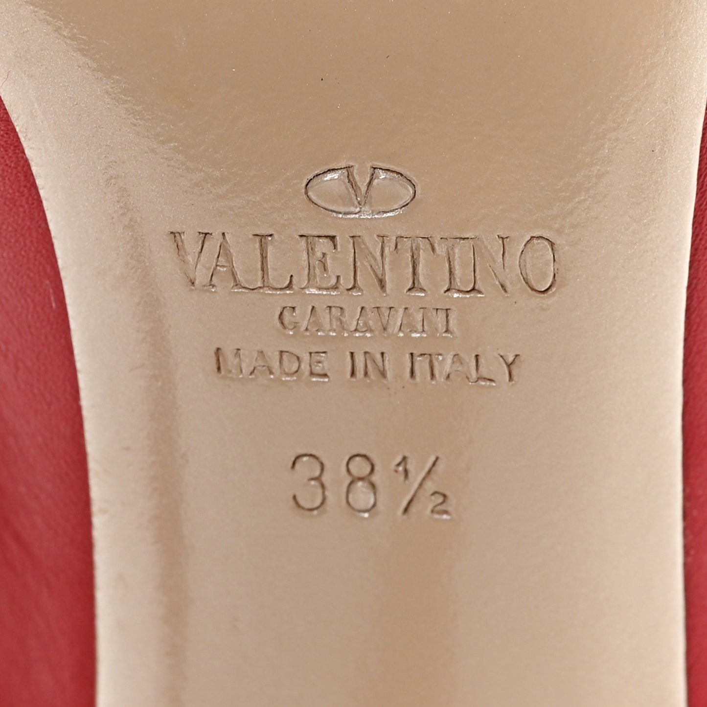Calfskin Rockstud Ankle Strap 100mm Pumps 38.5 Rosso Valentino