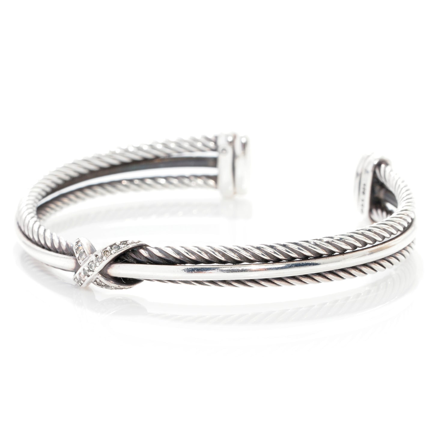 Sterling Silver Diamond Crossover X Cuff