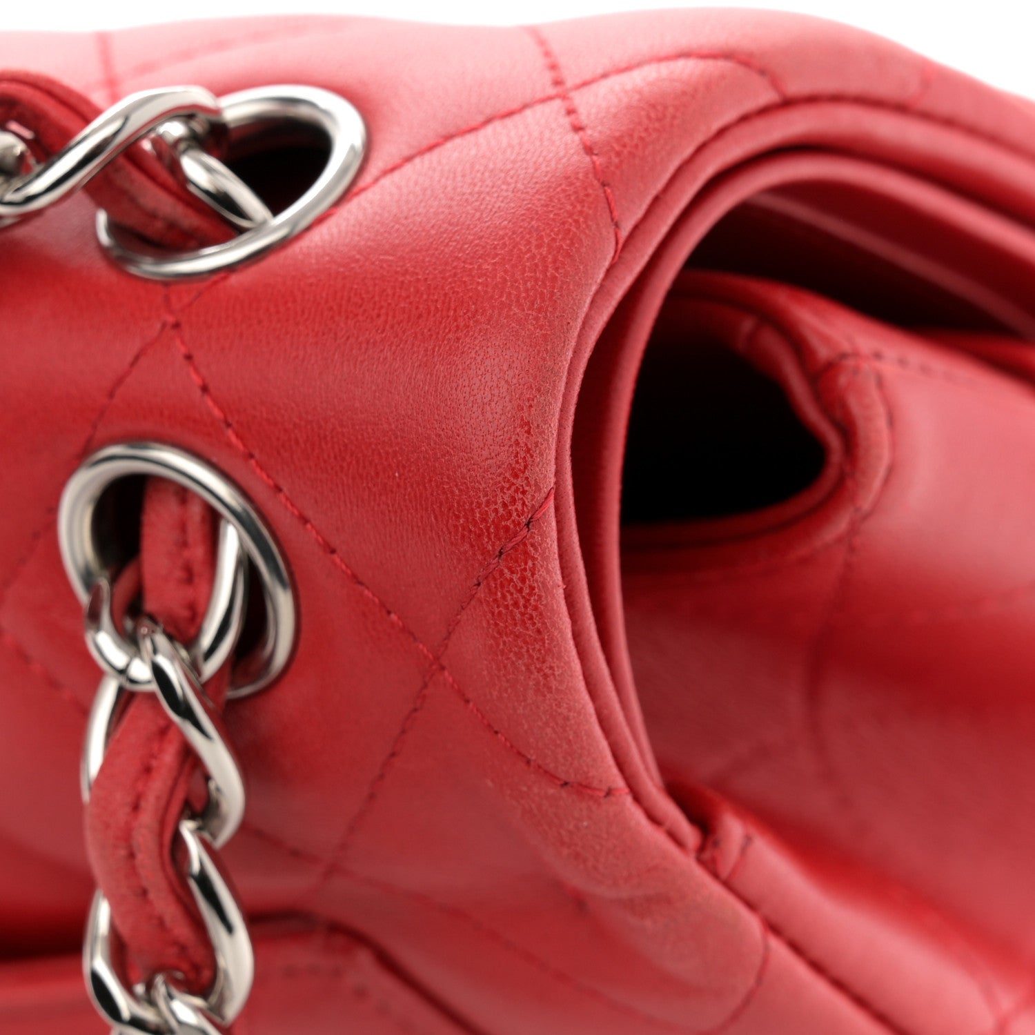 Chanel Lambskin Quilted Jumbo Double Flap Red 15 of 16