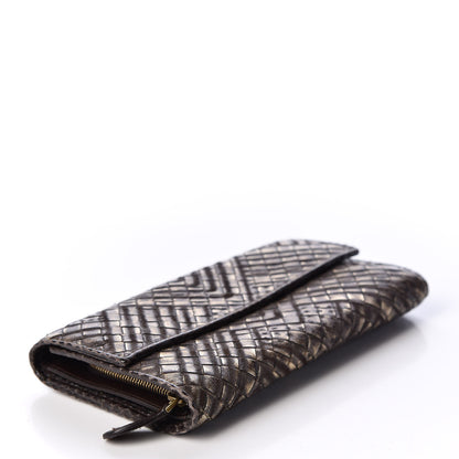 Bottega Veneta Metallic Nappa Intrecciato Ayers Continental Wallet Brown 3 of 7