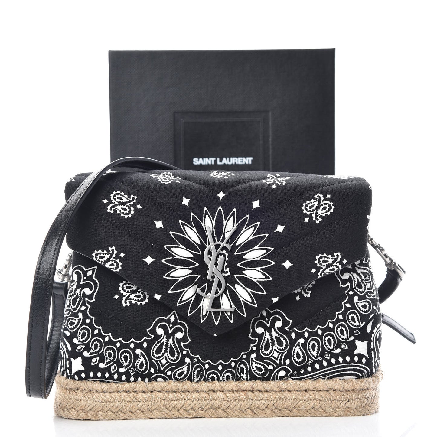 Cotton Bandana Y Quilted Monogram Toy Loulou Crossbody Bag Black White