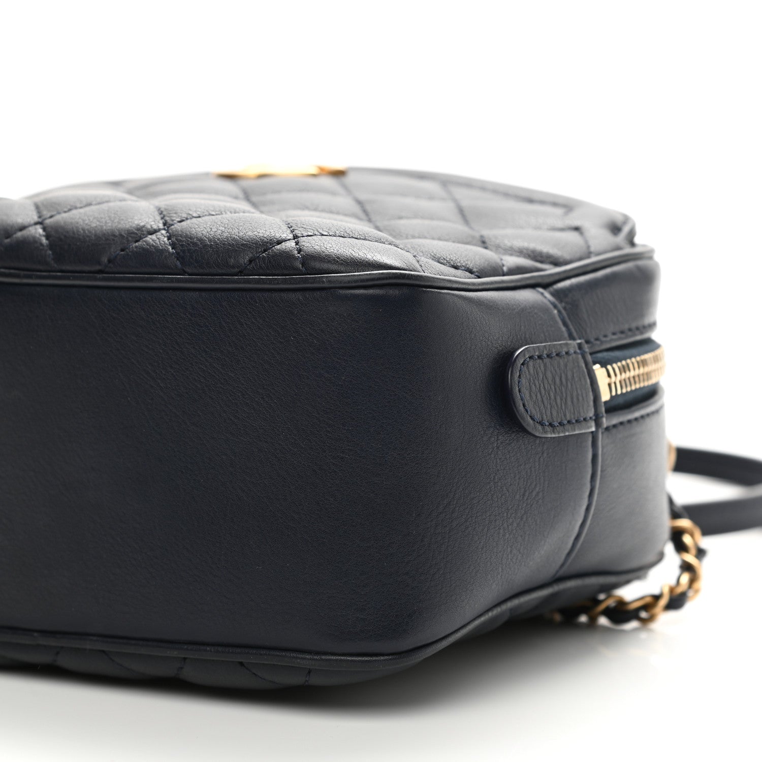 Chanel Calfskin Quilted CC Small Vanity Case Navy 19 of 21