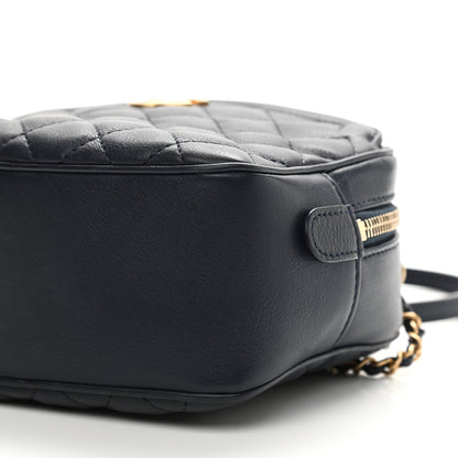 Chanel Calfskin Quilted CC Small Vanity Case Navy 19 of 21