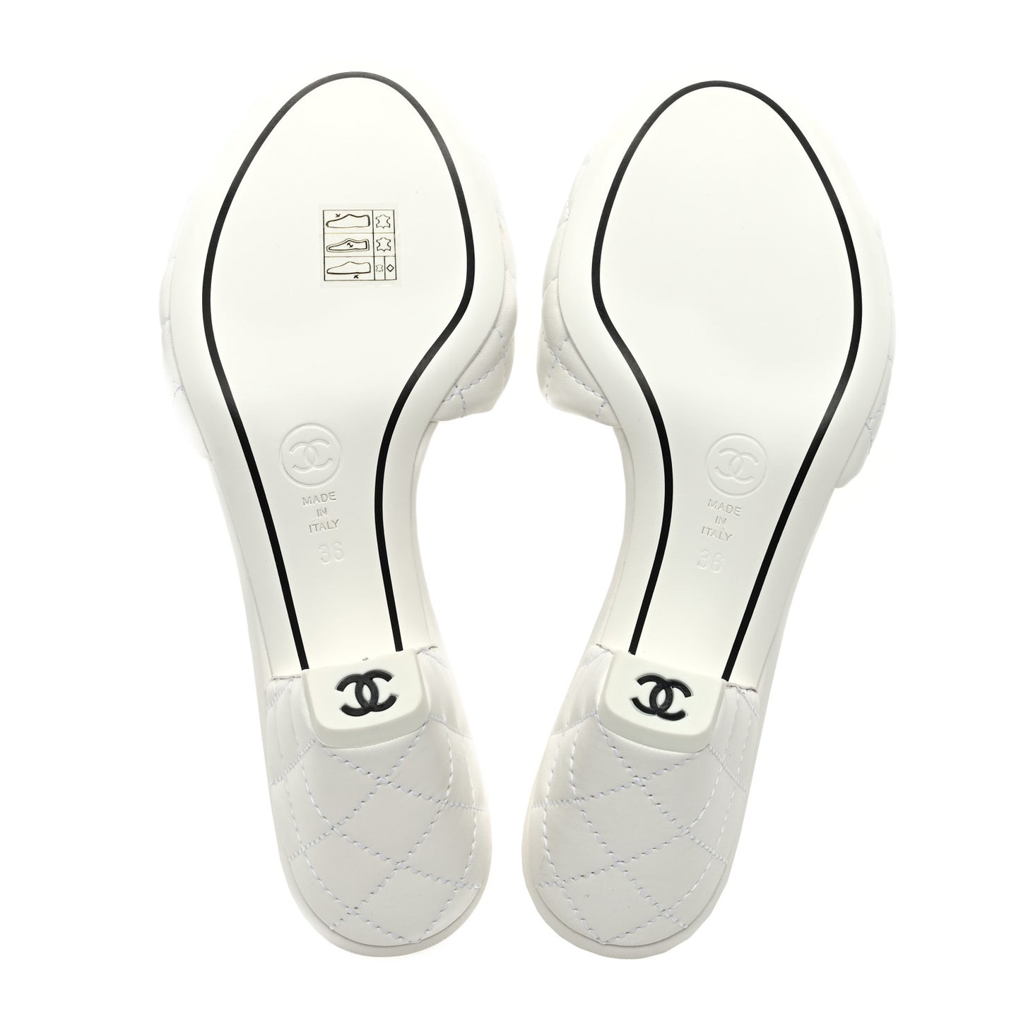 Lambskin Quilted Textured CC Mules 36 White