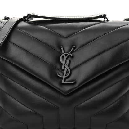 Saint Laurent Calfskin Y Quilted Monogram Monochrome Small Loulou Chain Satchel Black 7 of 9