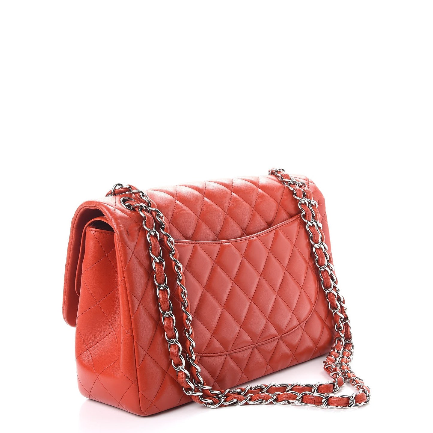 Lambskin Quilted Jumbo Double Flap Red